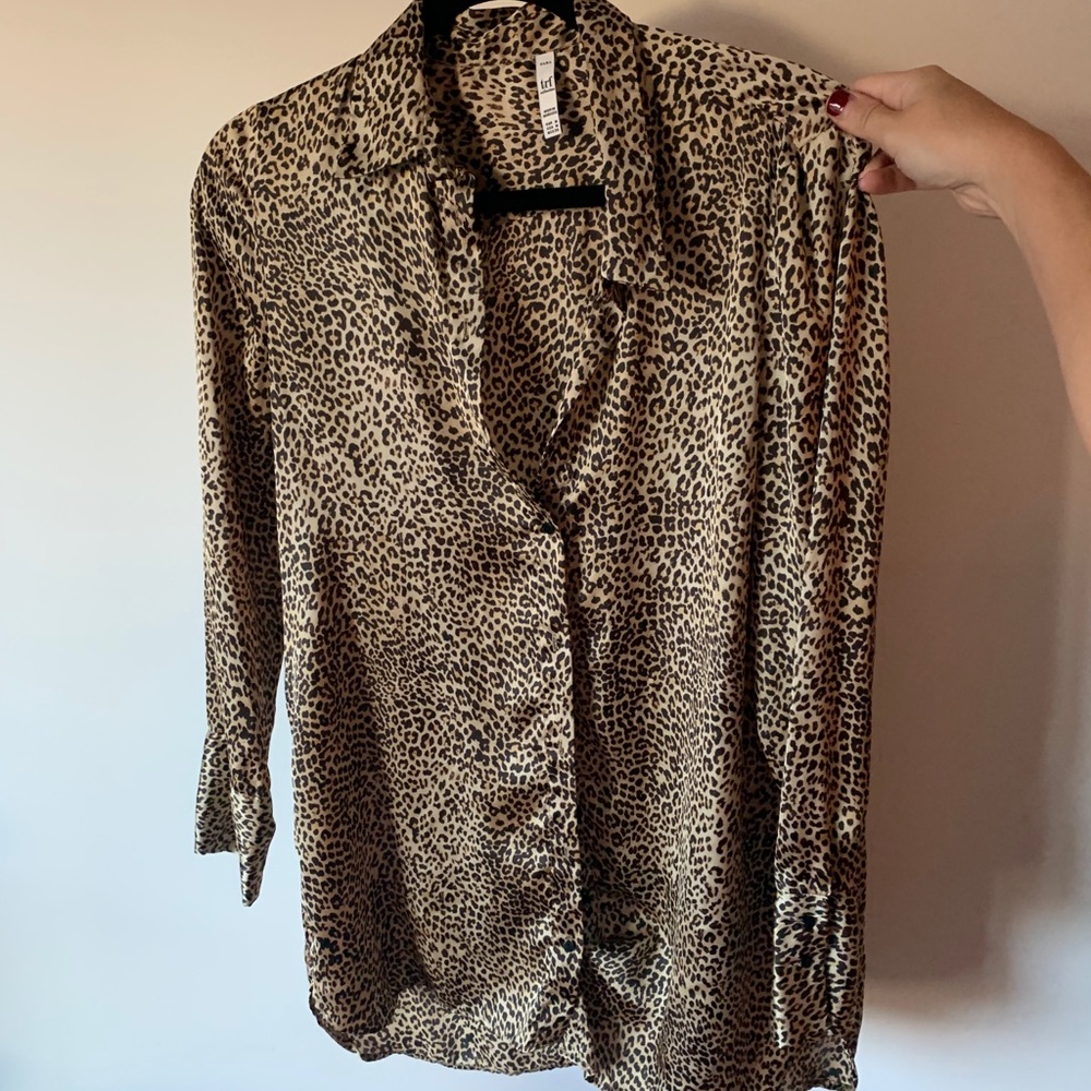 Zara cheetah silky blouse